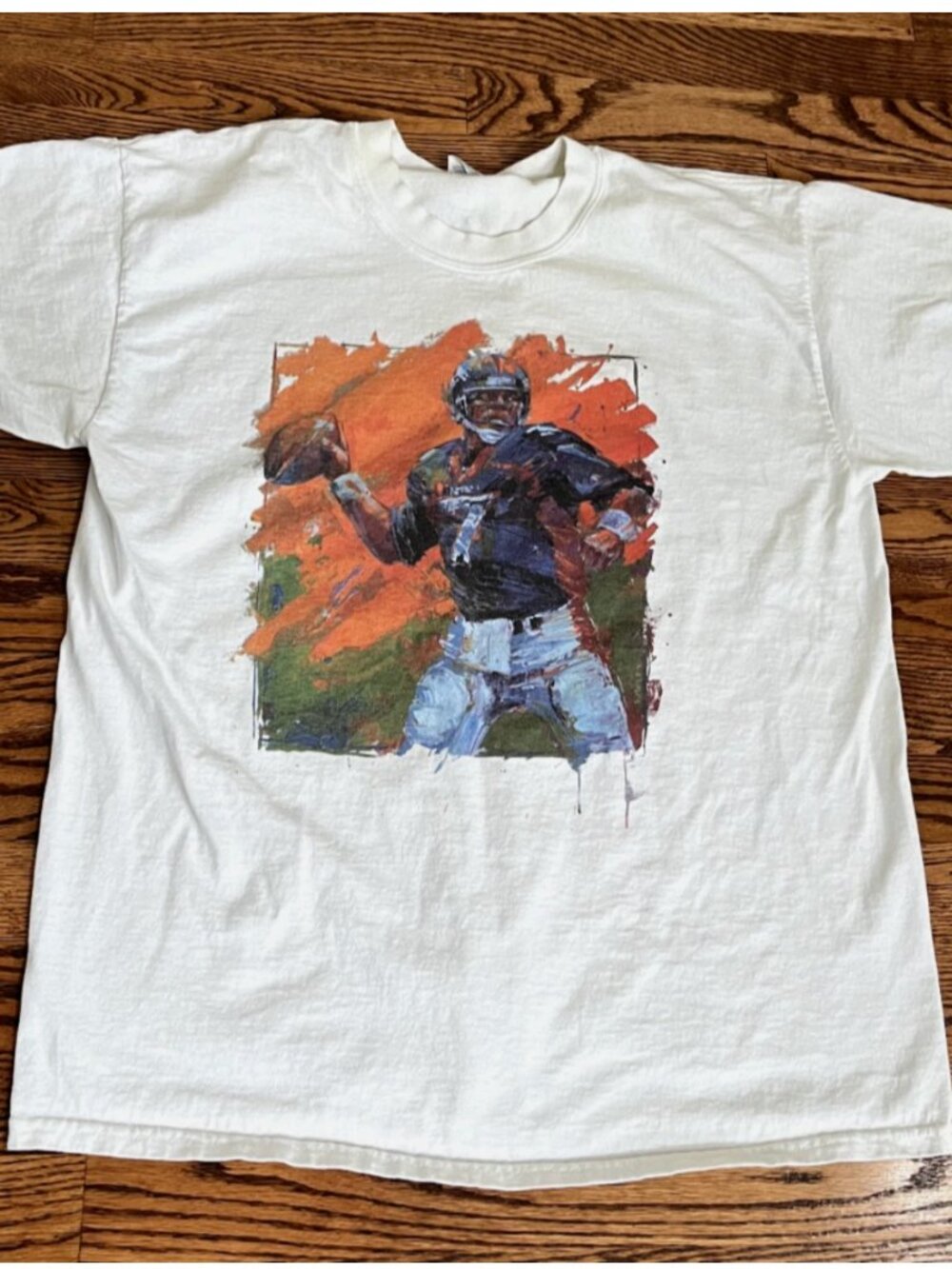 VINTAGE 1997 DENVER BRONCOS JOHN ELWAY T-SHIRT MENS Large "Revenge Tour" Tee